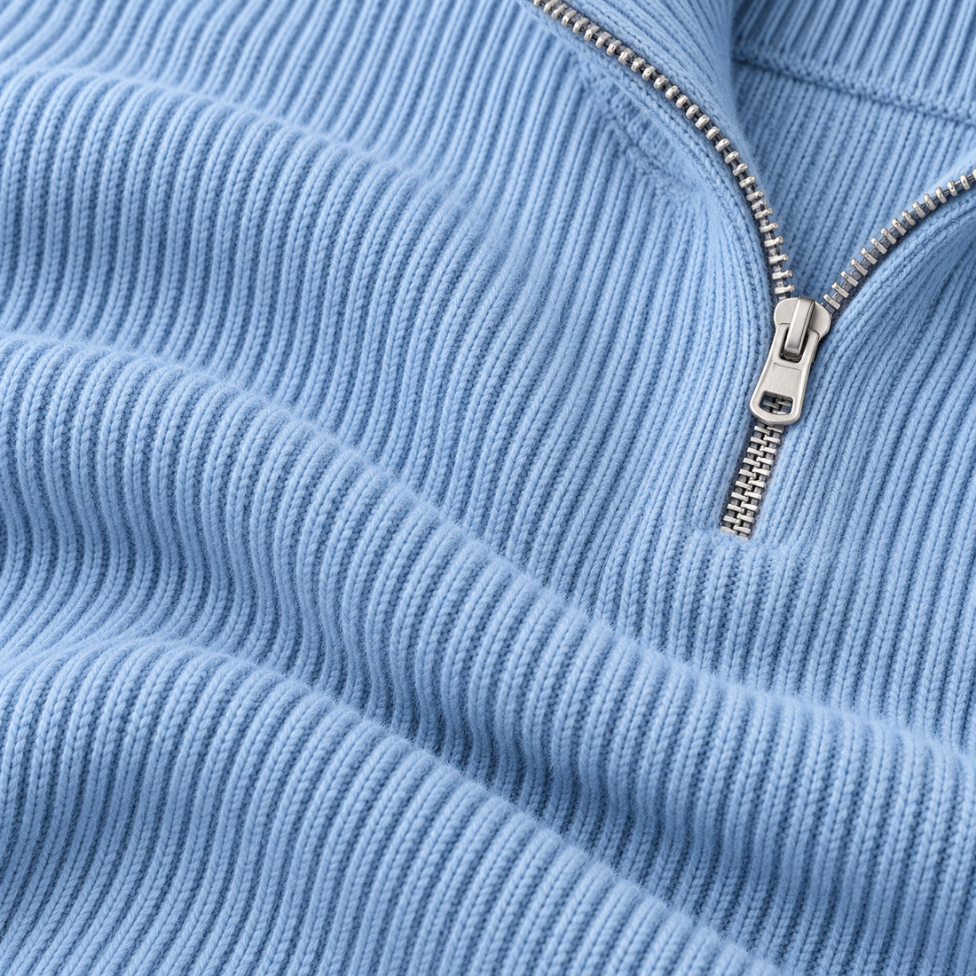 Strikket herresweater med halv lynlås
