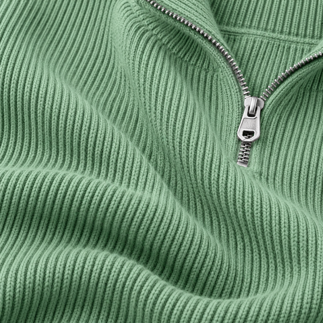 Strikket herresweater med halv lynlås