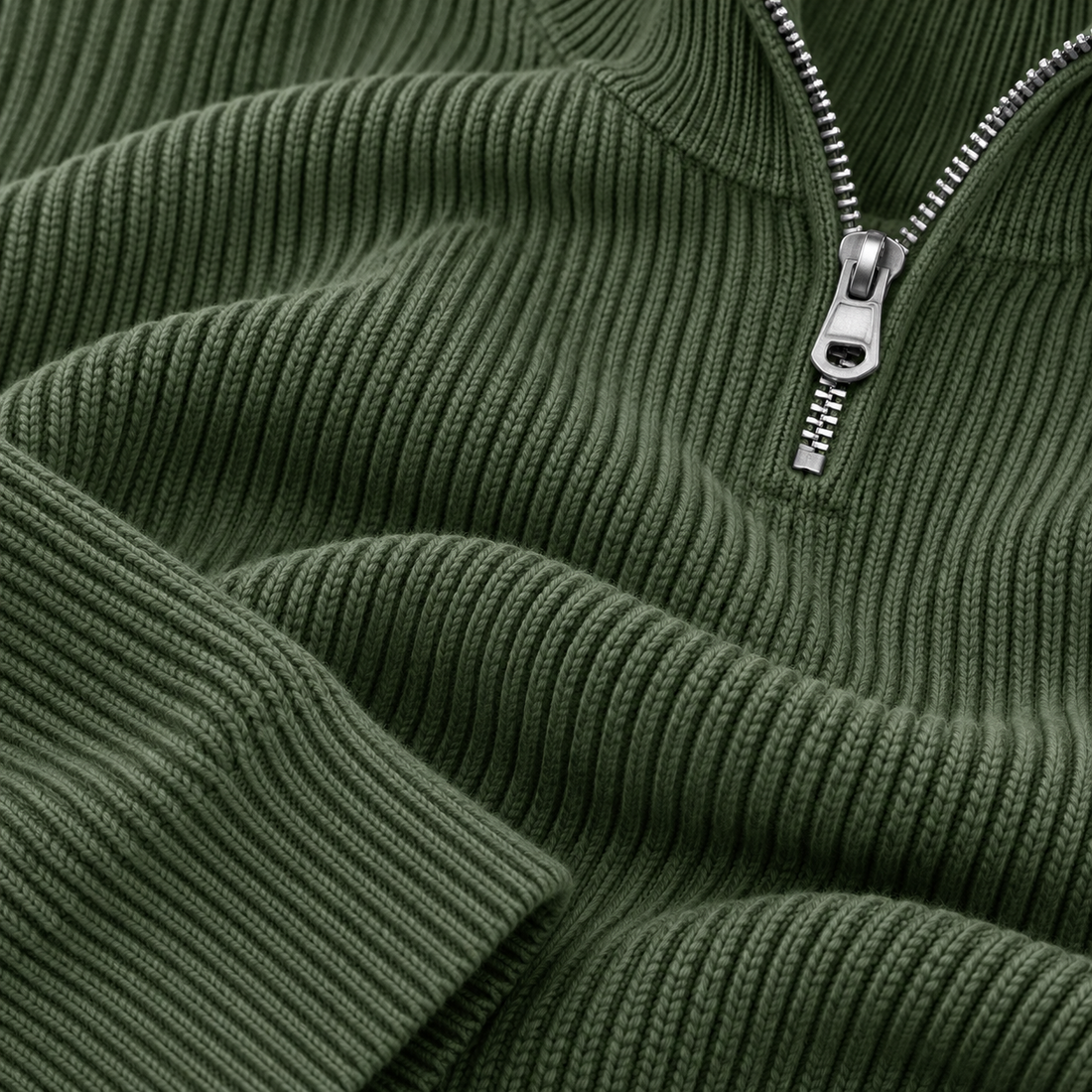 Strikket herresweater med halv lynlås
