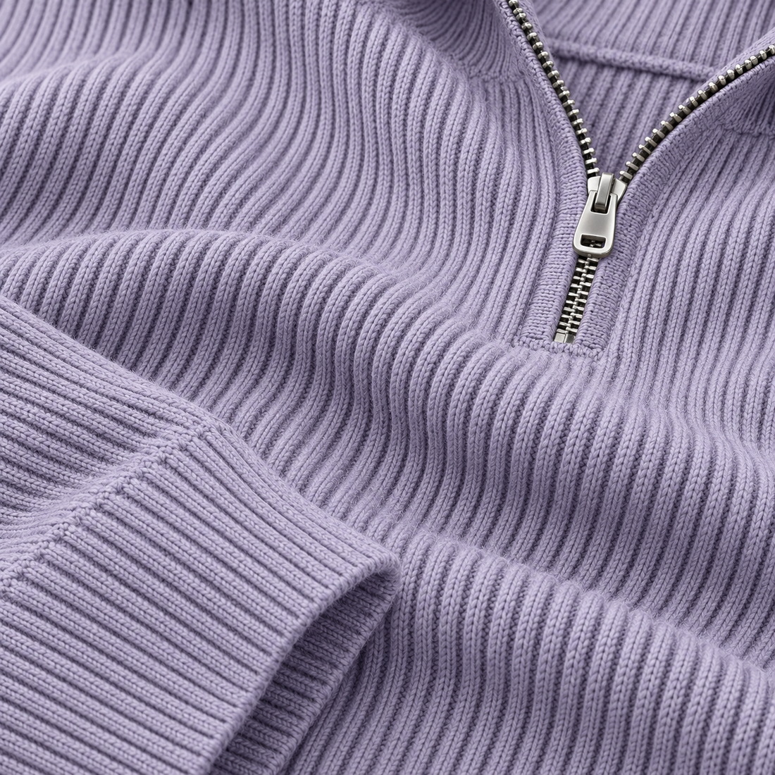 Strikket herresweater med halv lynlås