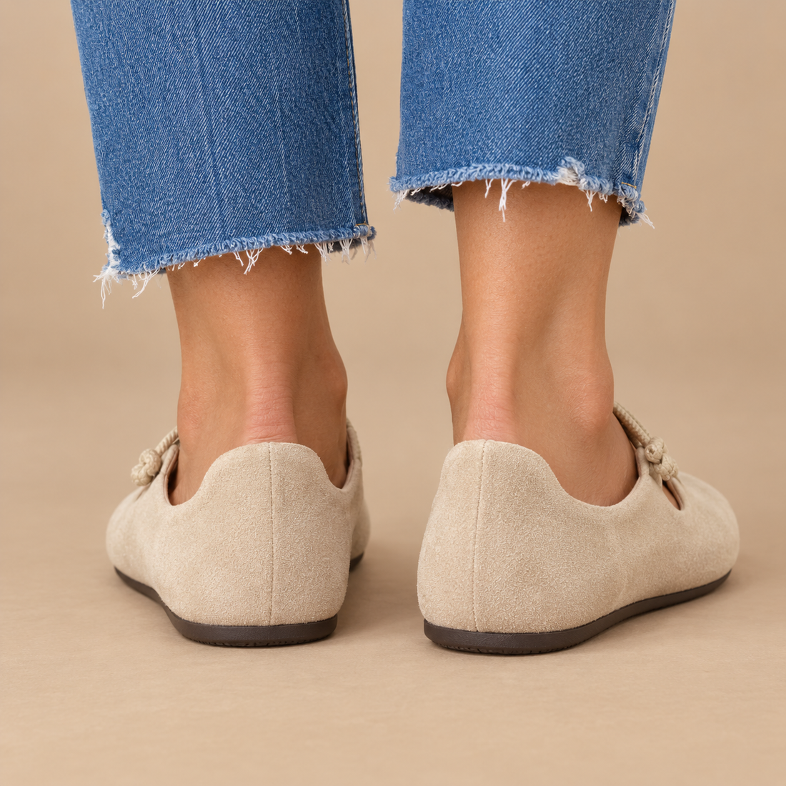 Ortopædiske slip-on sko til dame med rebdetalje