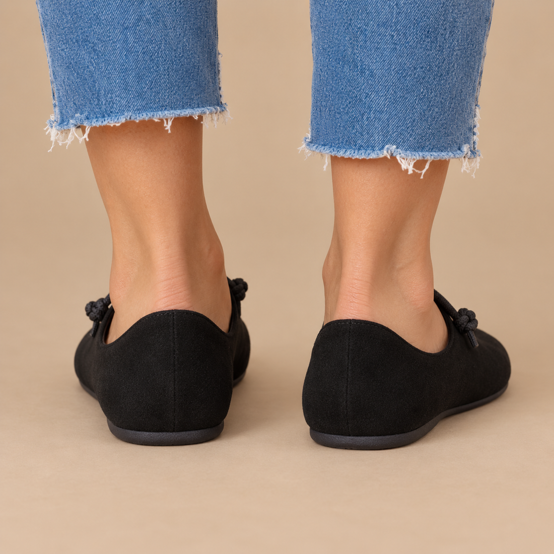 Ortopædiske slip-on sko til dame med rebdetalje