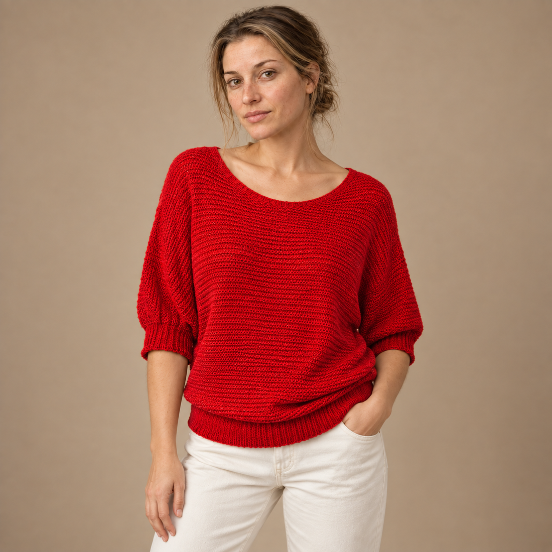Glatstrikket sweater til dame
