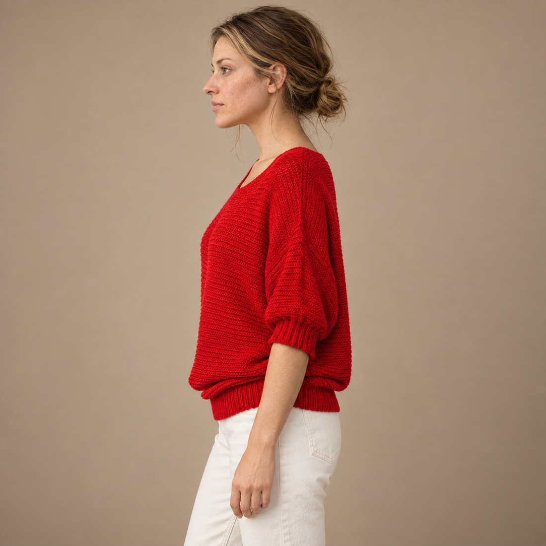 Glatstrikket sweater til dame