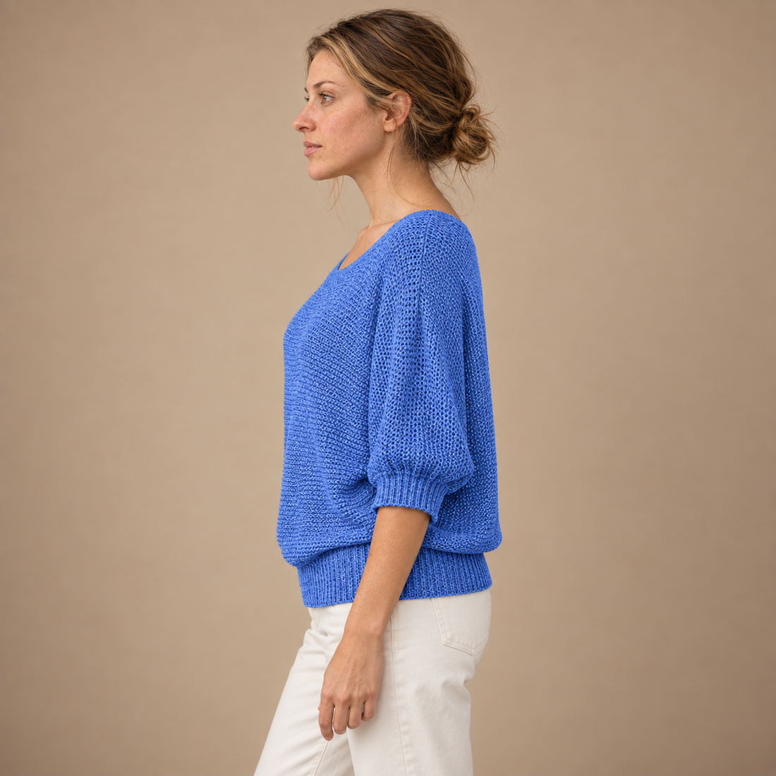 Glatstrikket sweater til dame