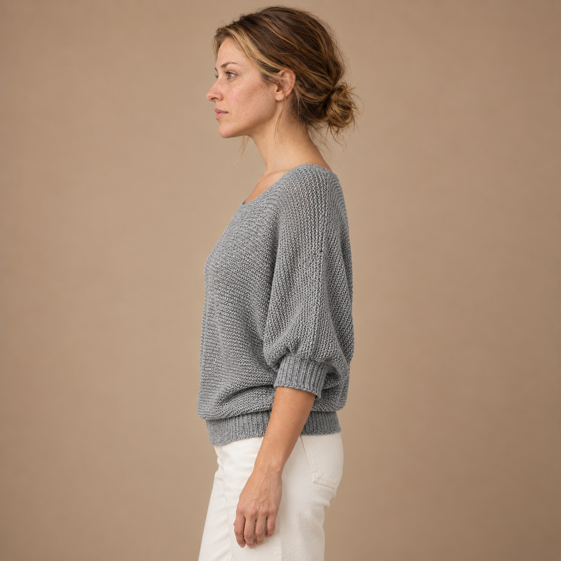 Glatstrikket sweater til dame