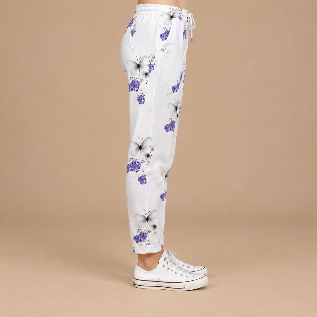 Slim fit damebukser med snøre i taljen