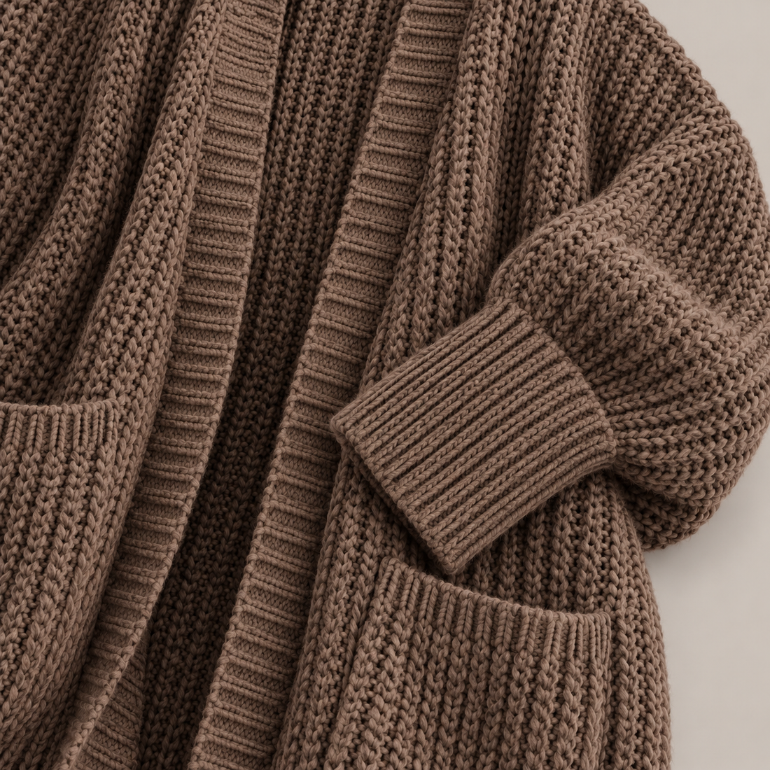 Lang oversized strikcardigan til dame