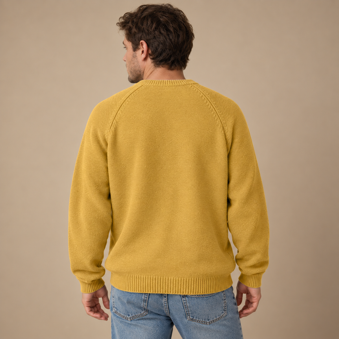 Herresweater med rund hals og løs pasform