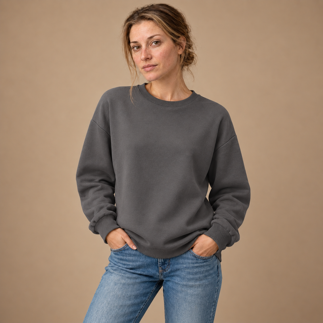 Sweatshirt til dame med løs pasform
