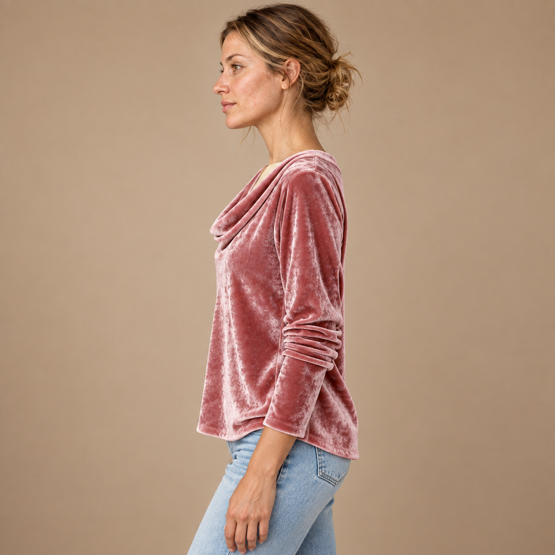 Draperet bluse til dame, strygefri