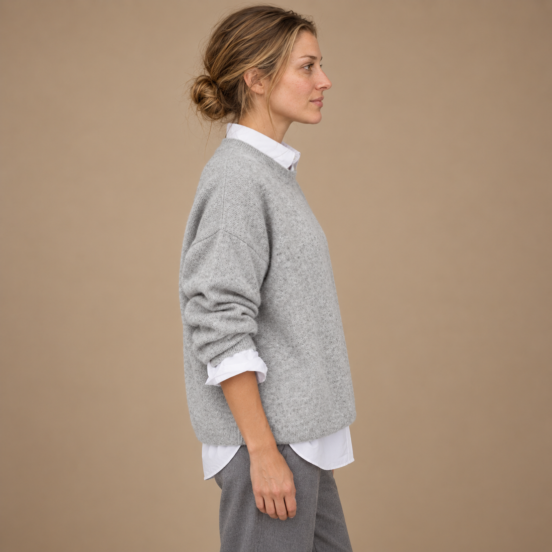 Damesweater med glat overflade