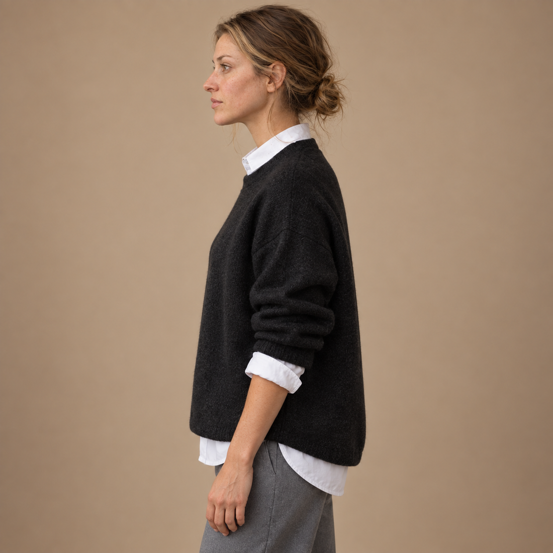 Damesweater med glat overflade