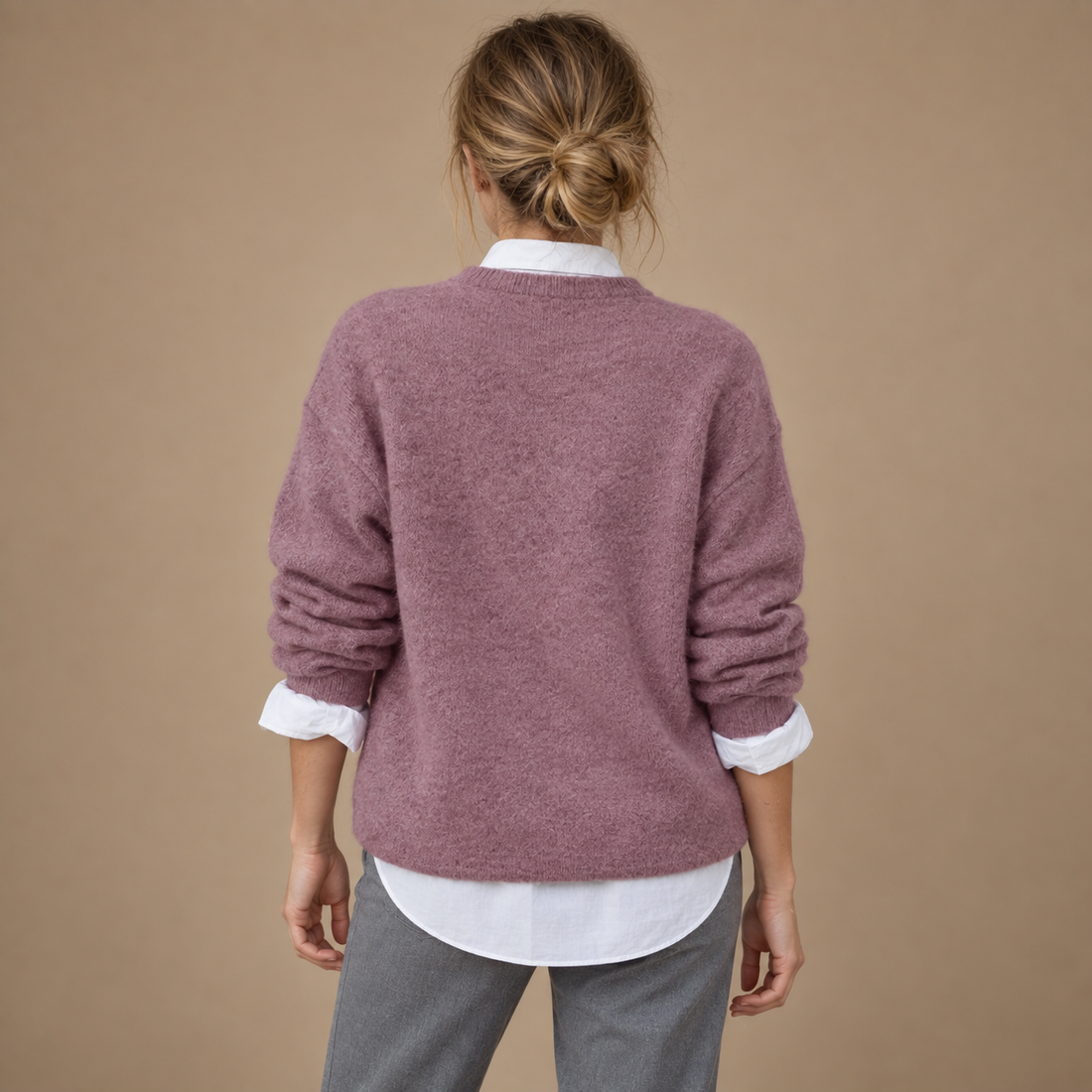 Damesweater med glat overflade