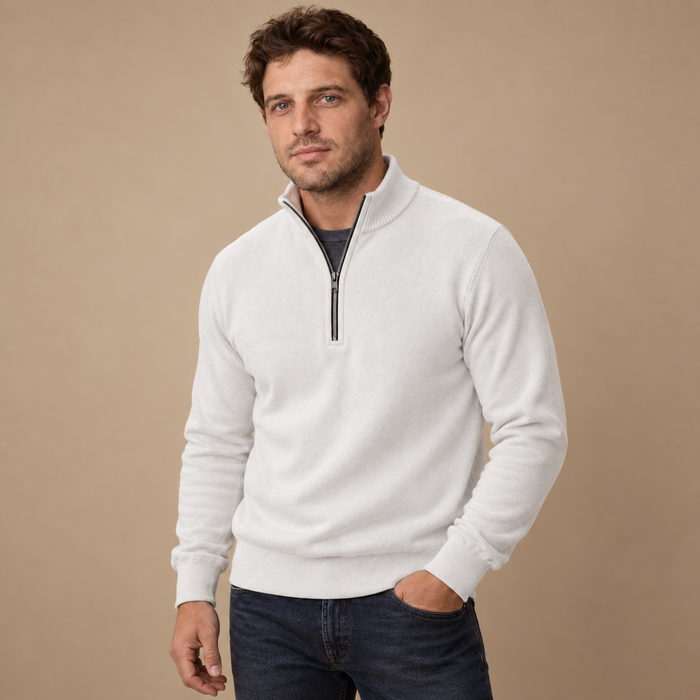 Herresweater med gennemgående lynlås