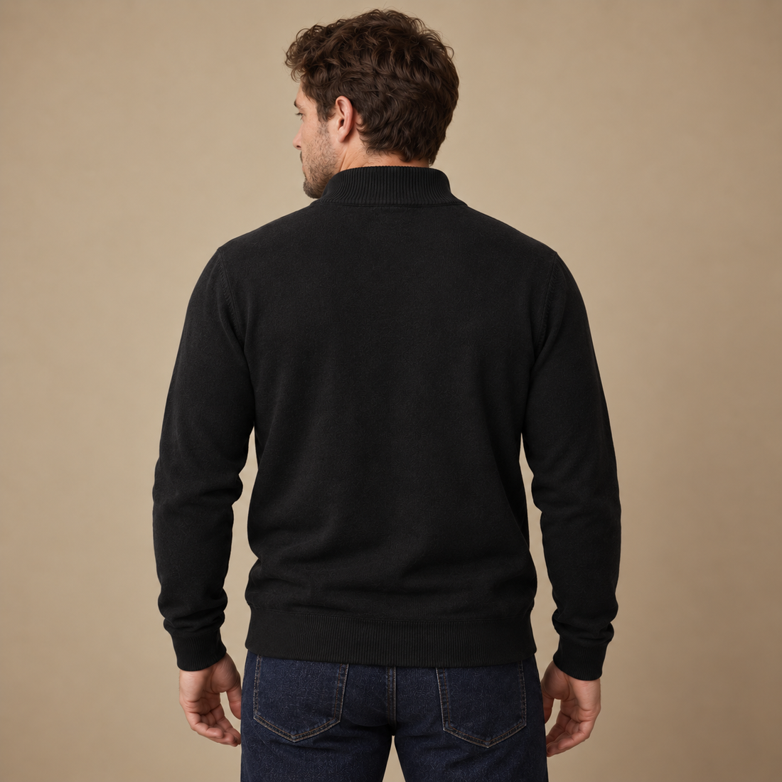 Herresweater med gennemgående lynlås