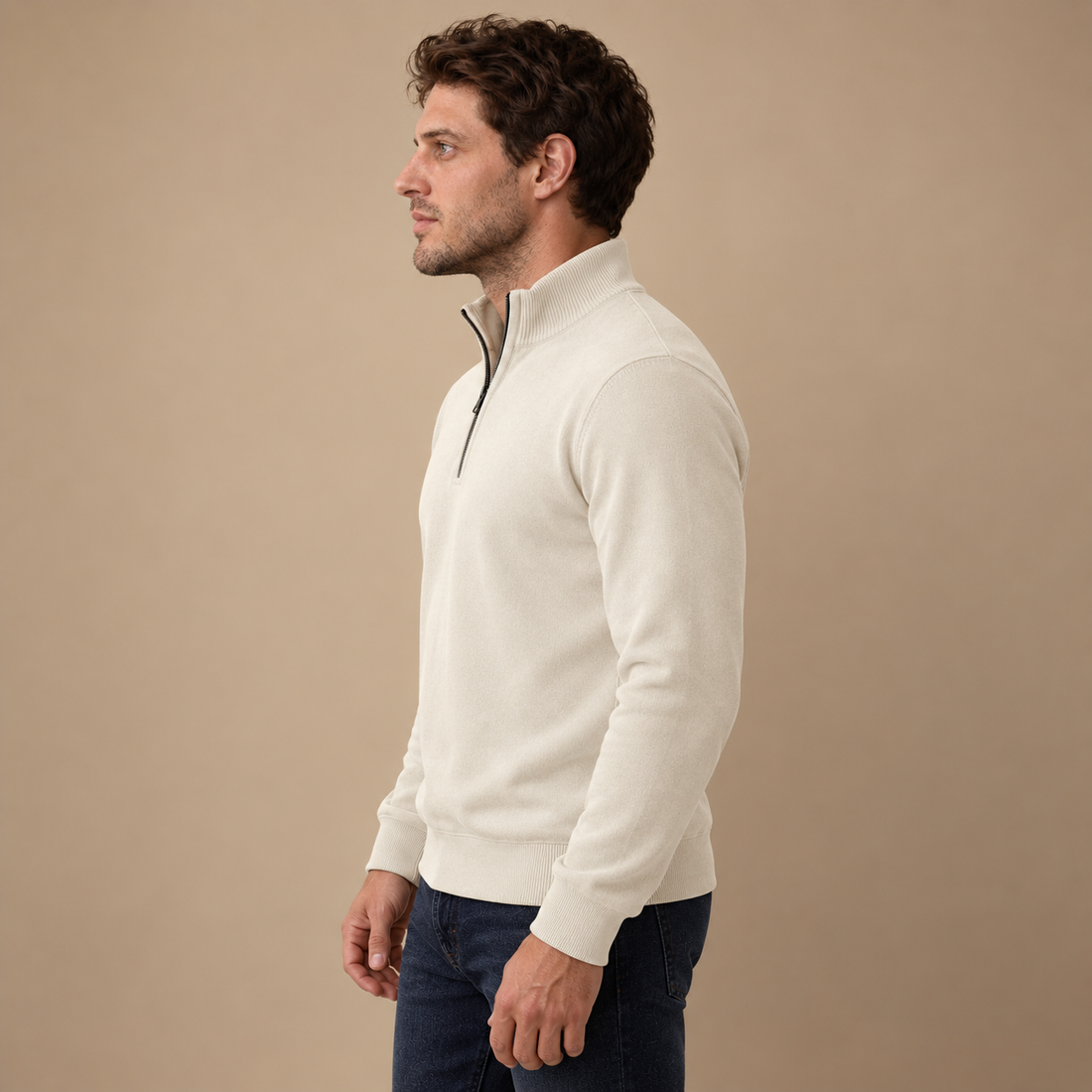 Herresweater med gennemgående lynlås