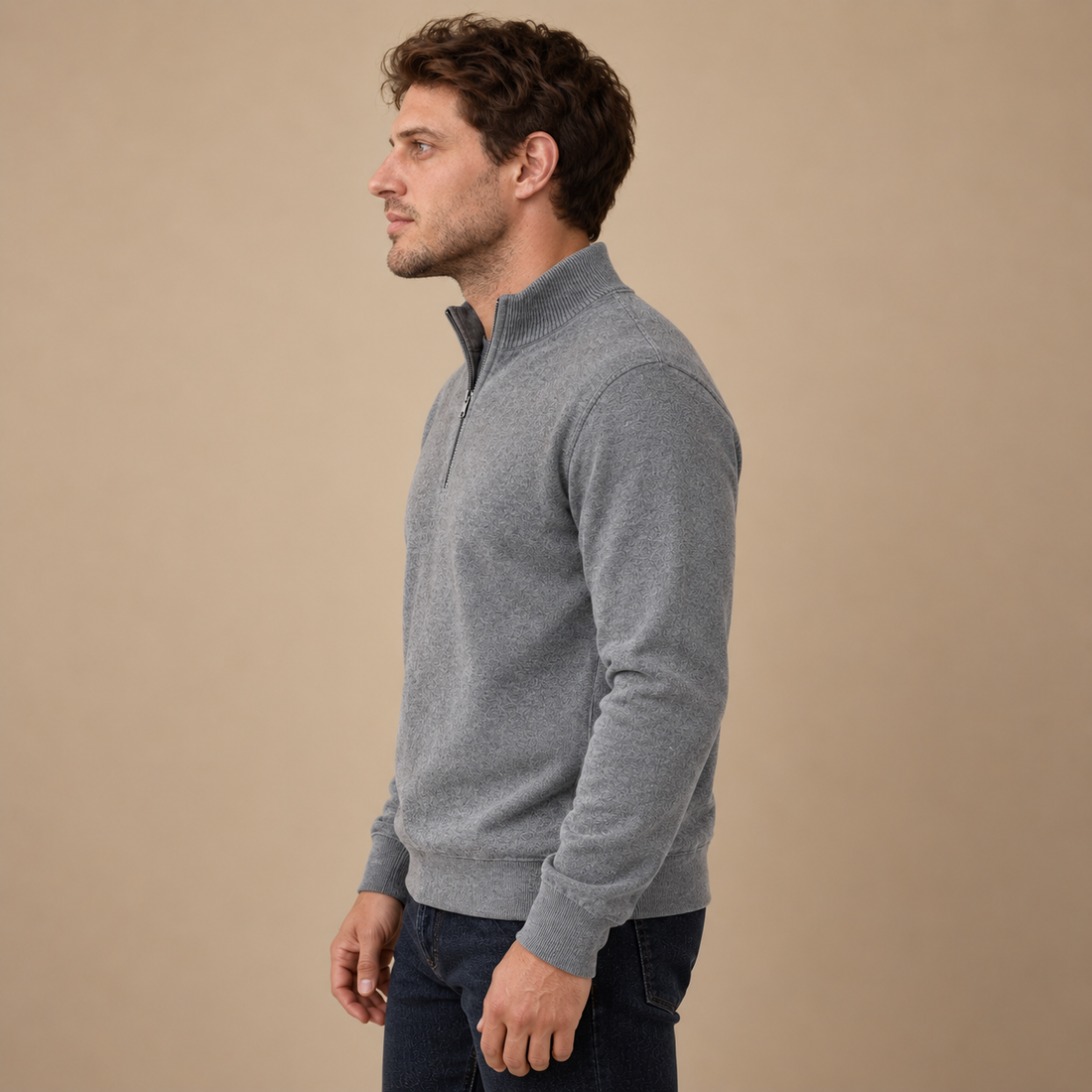 Herresweater med gennemgående lynlås