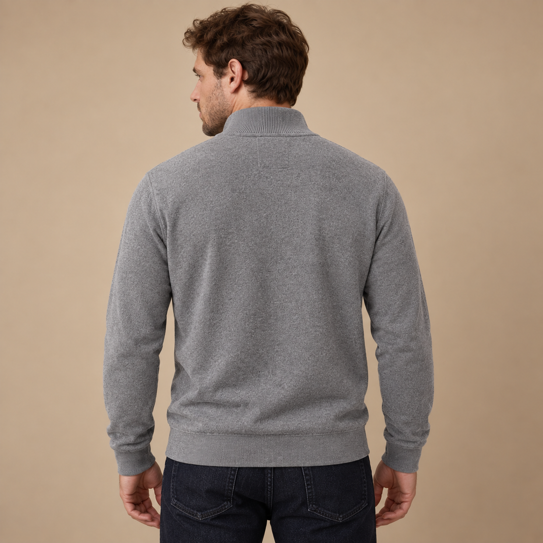 Herresweater med gennemgående lynlås