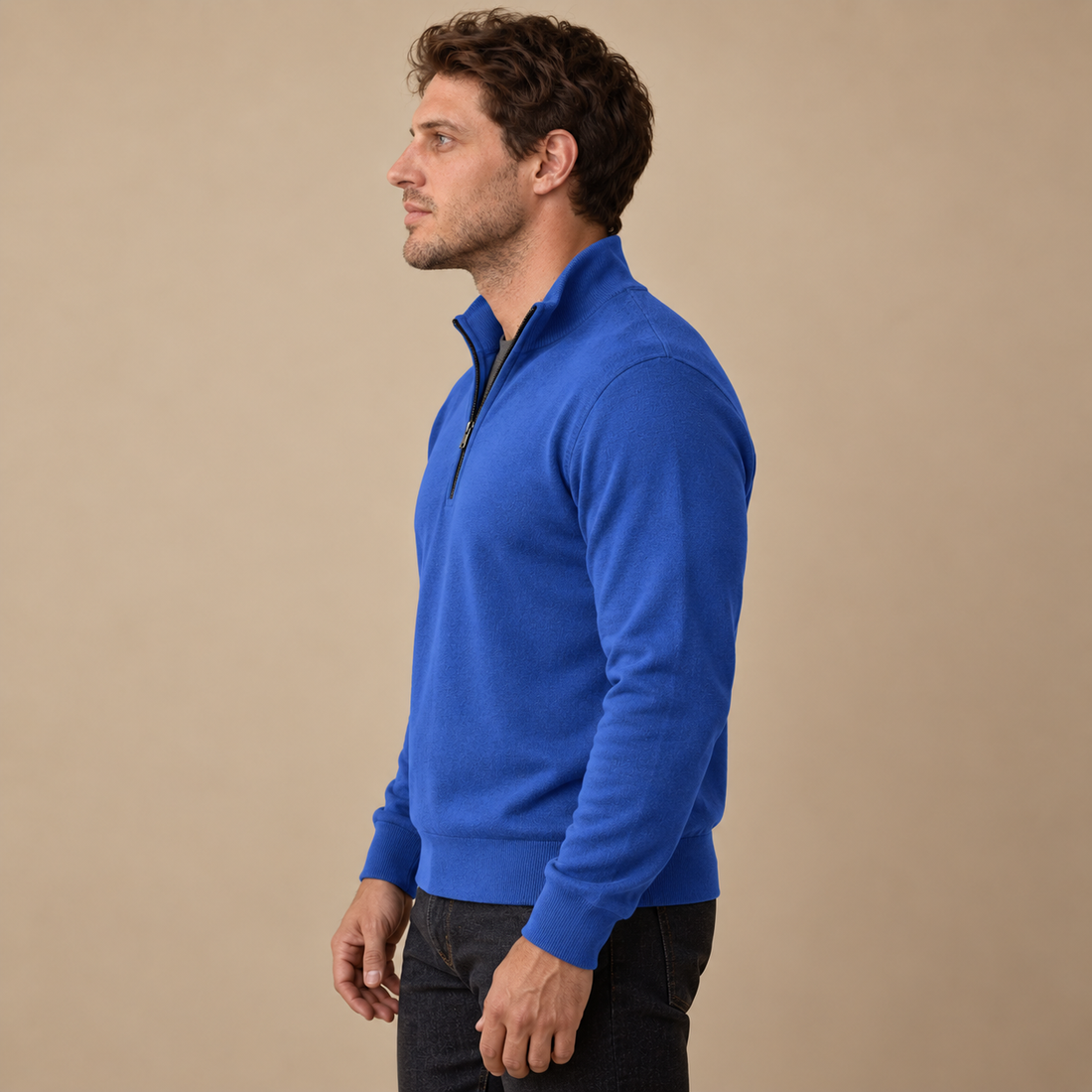 Herresweater med gennemgående lynlås