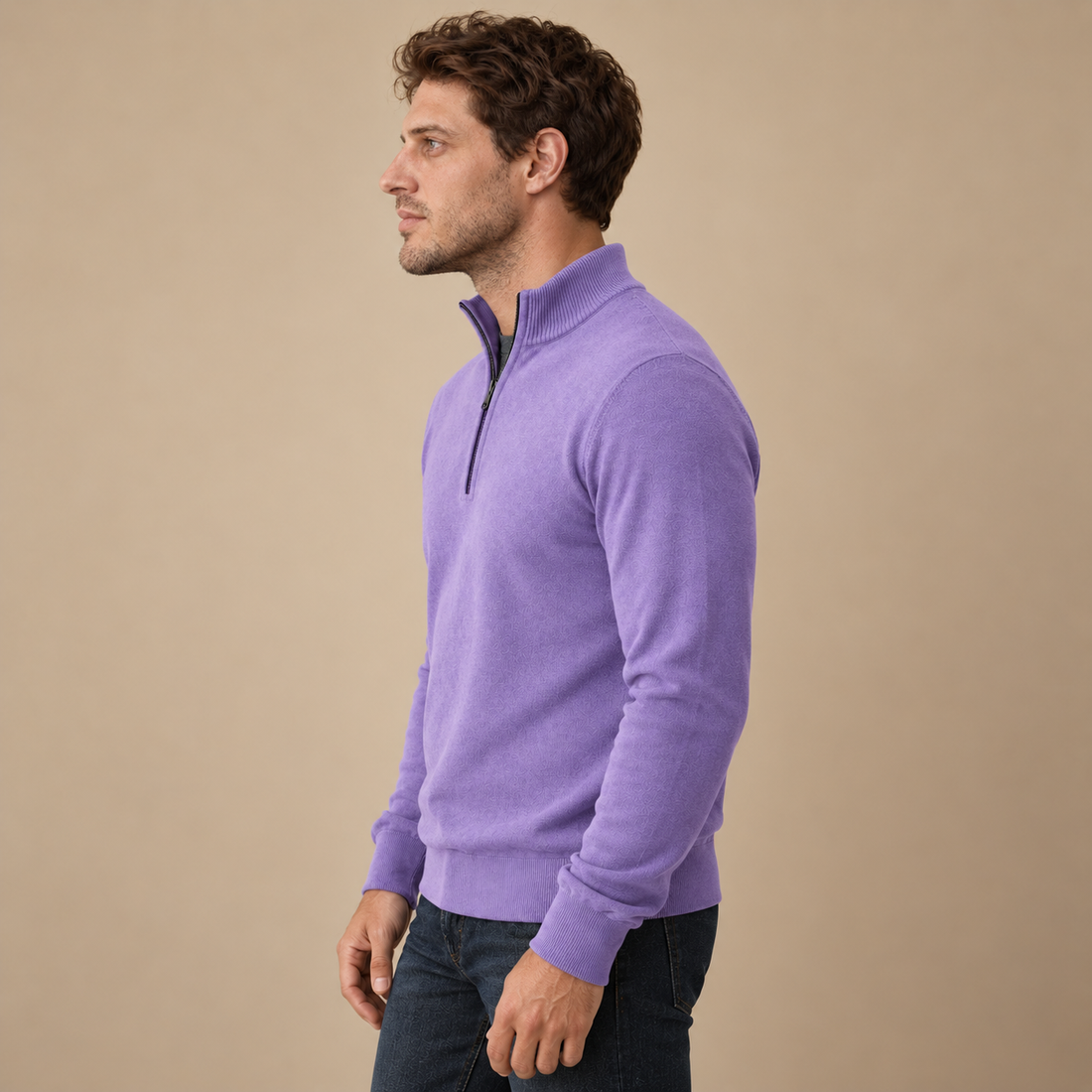 Herresweater med gennemgående lynlås