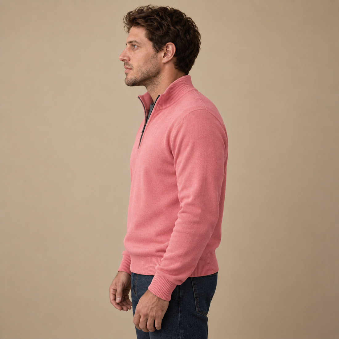 Herresweater med gennemgående lynlås