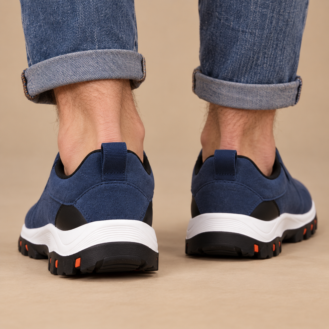 Slip-on herresko med støddæmpende sål