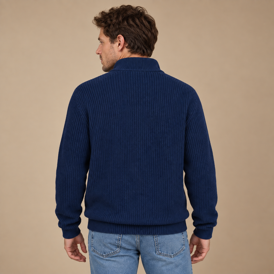 Herresweater med halv lynlås i åndbart materiale