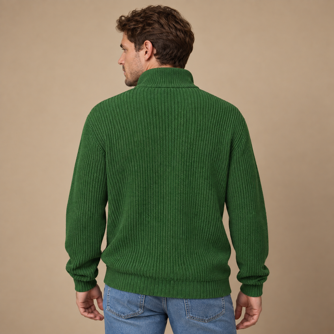 Herresweater med halv lynlås i åndbart materiale