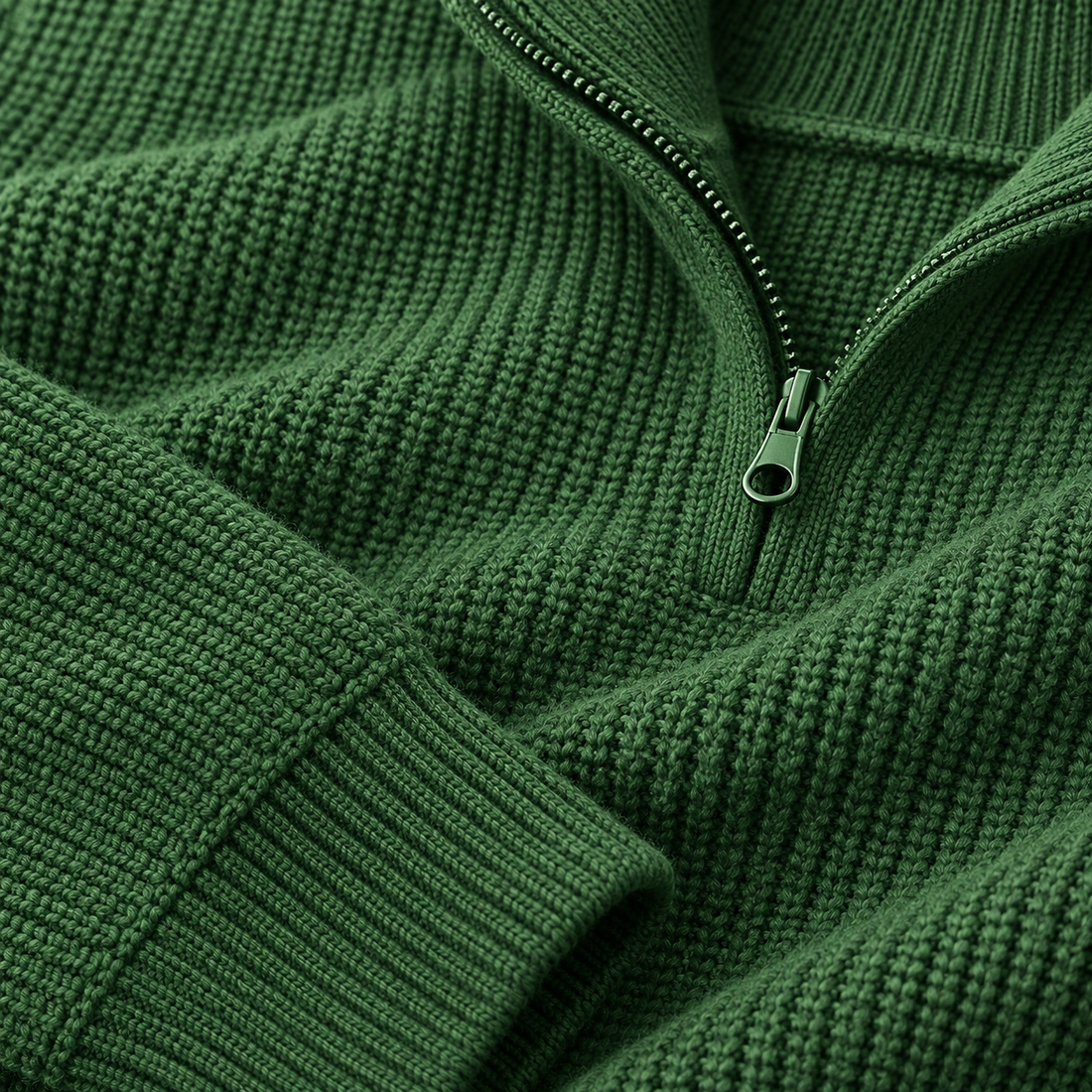 Herresweater med halv lynlås i åndbart materiale