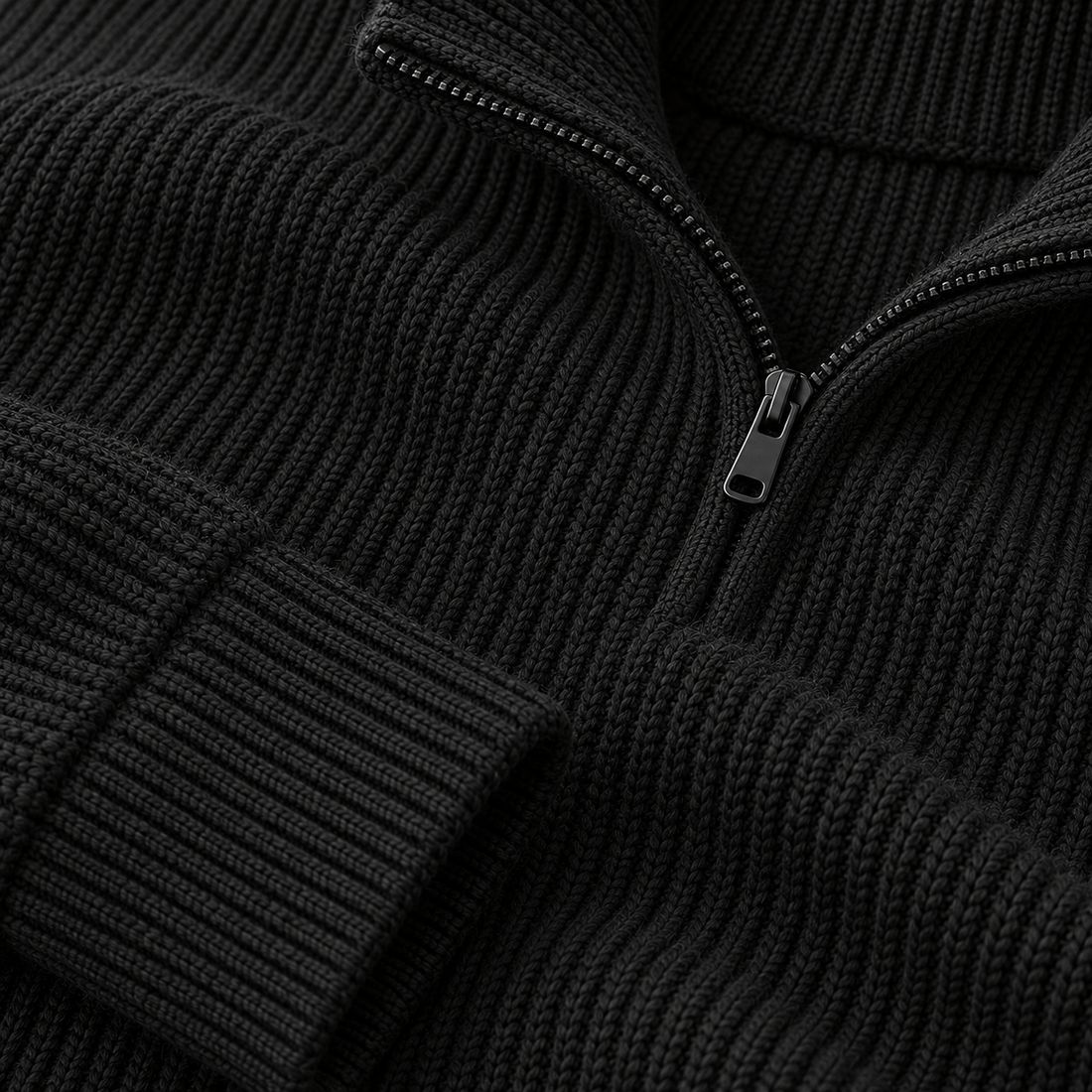 Herresweater med halv lynlås i åndbart materiale