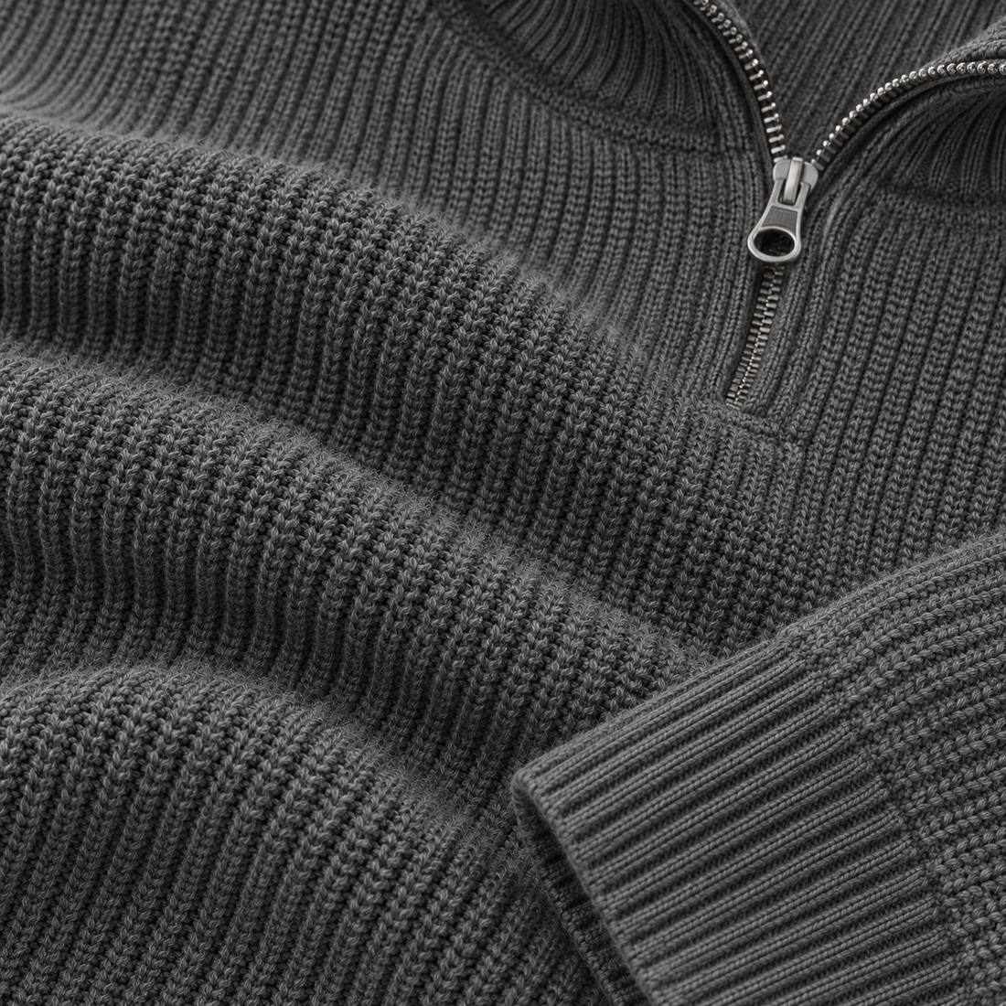 Herresweater med halv lynlås i åndbart materiale