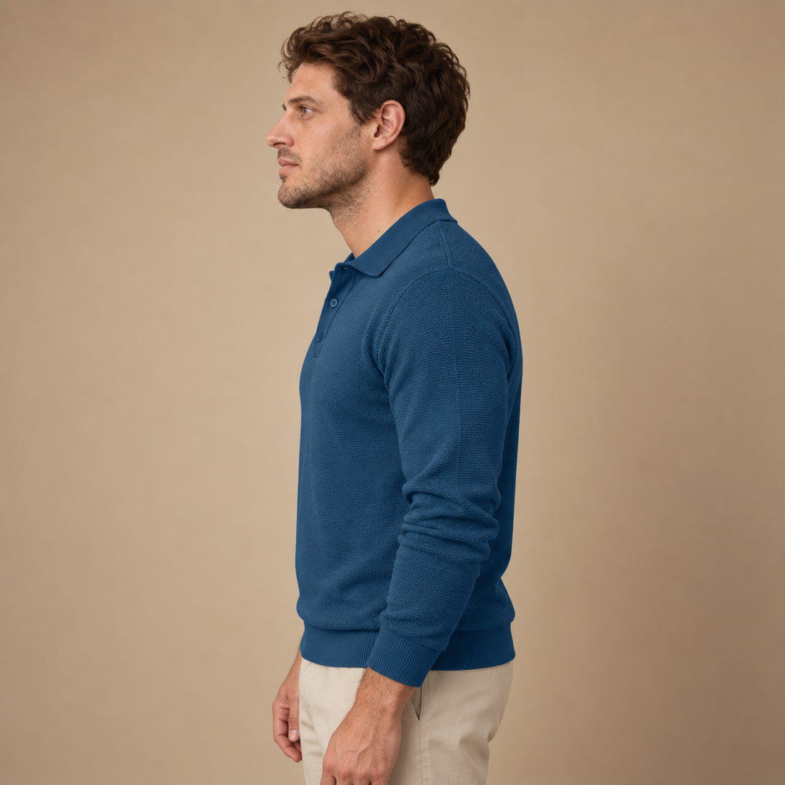 Herresweater med polokrave