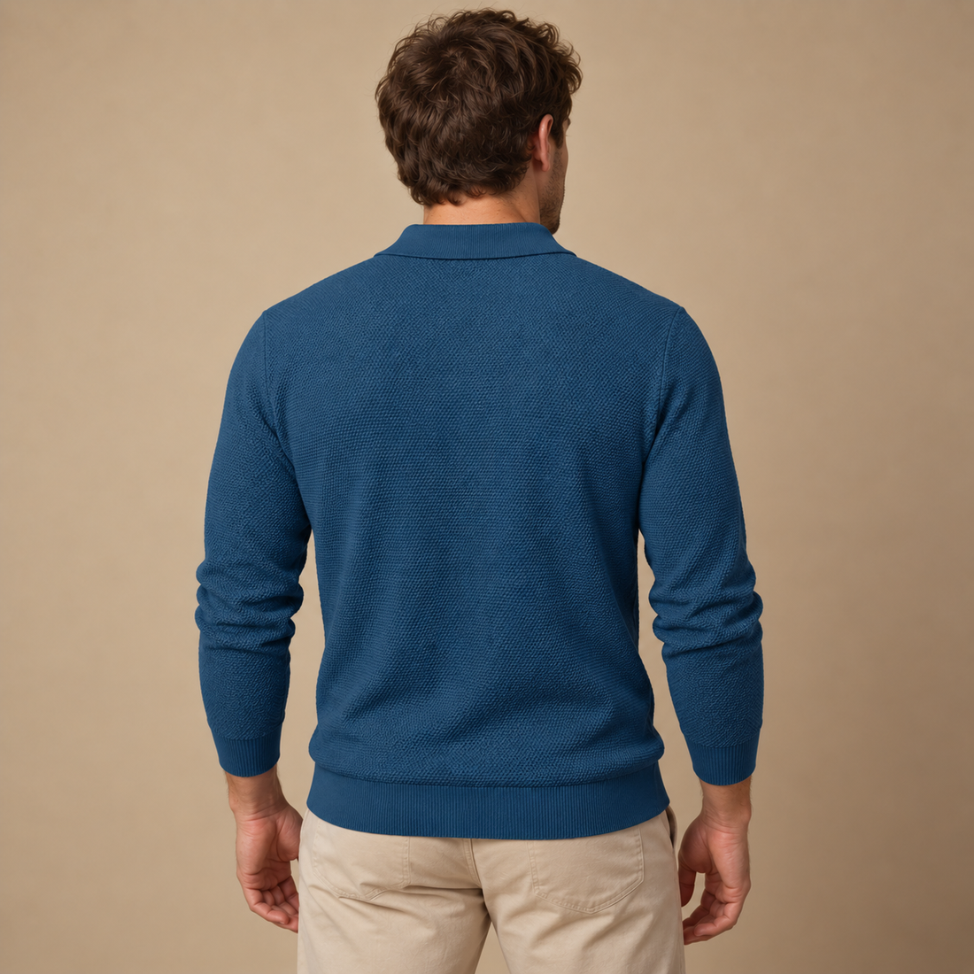 Herresweater med polokrave