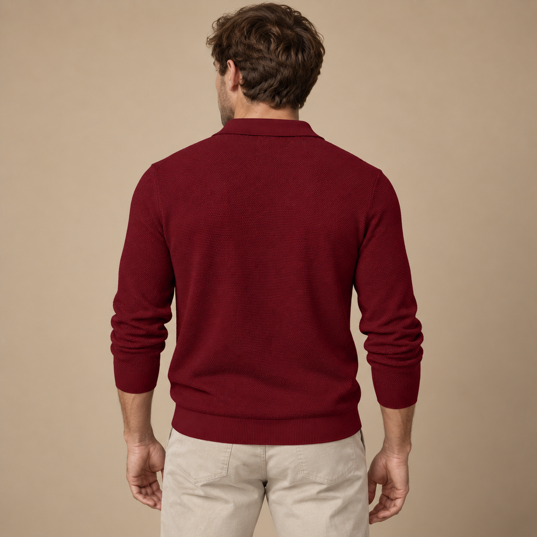 Herresweater med polokrave