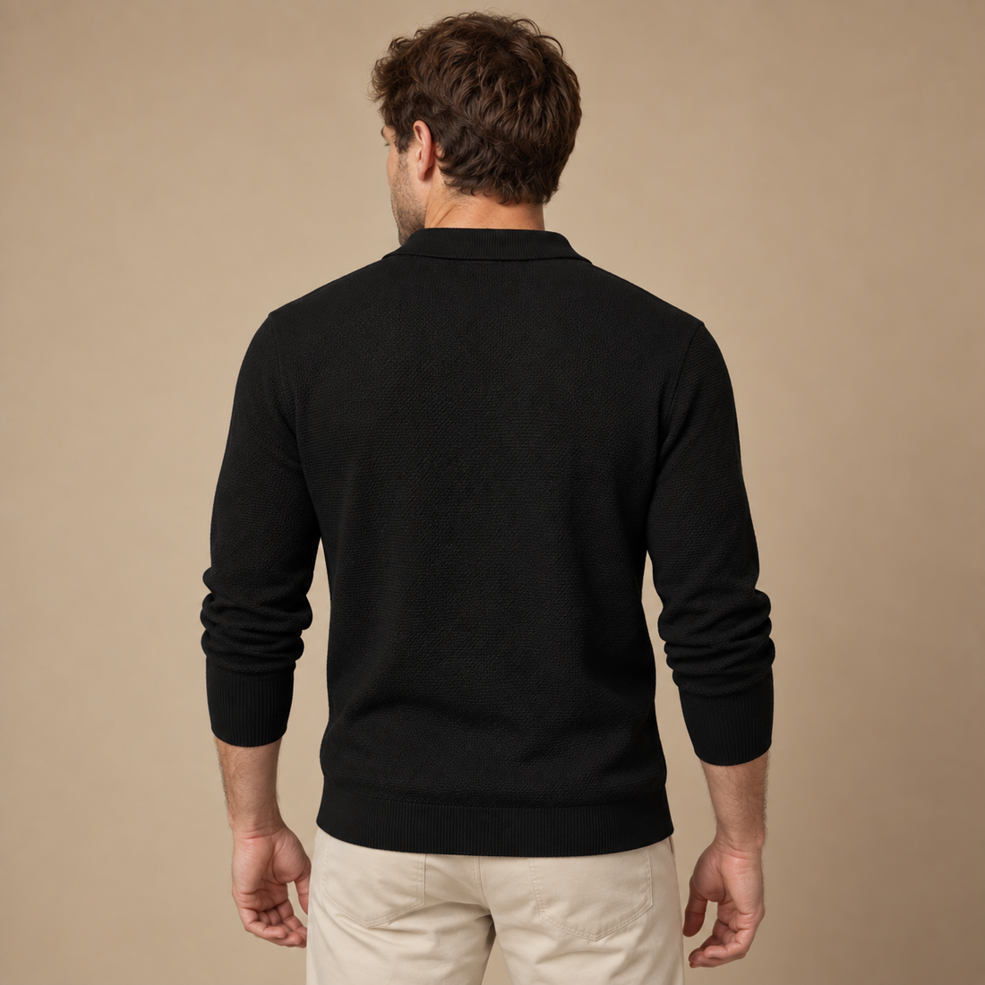 Herresweater med polokrave
