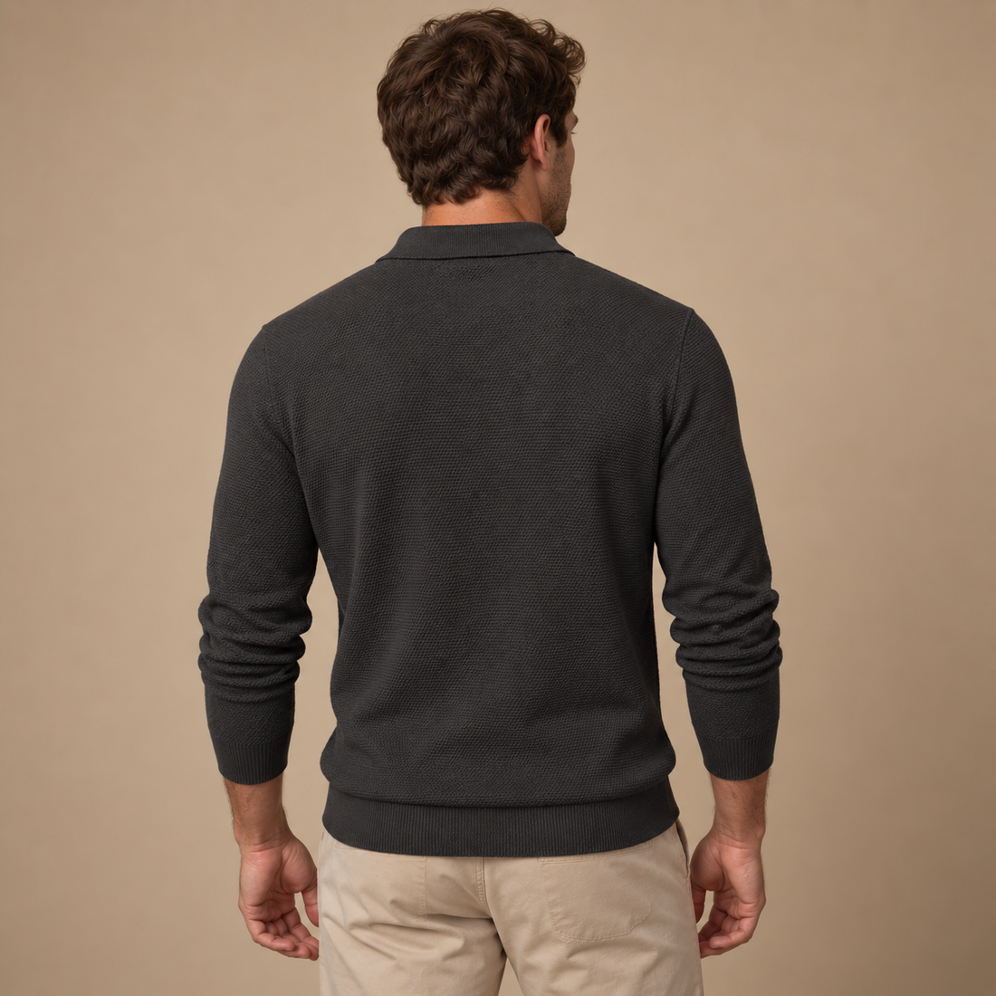 Herresweater med polokrave