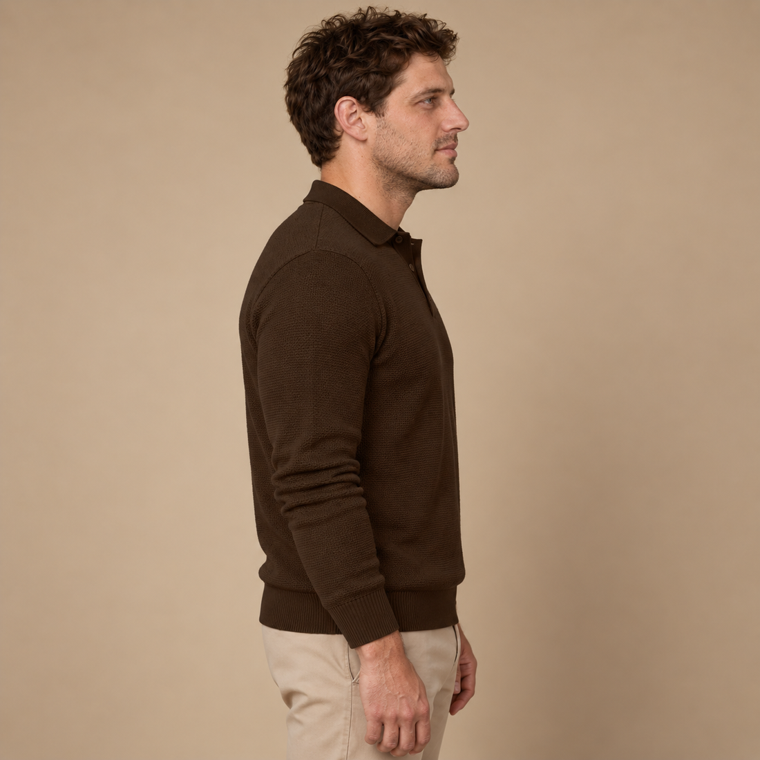 Herresweater med polokrave
