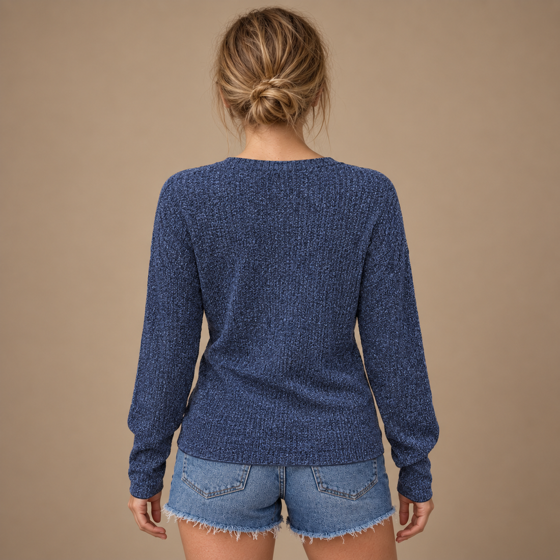 Damesweater med V-hals