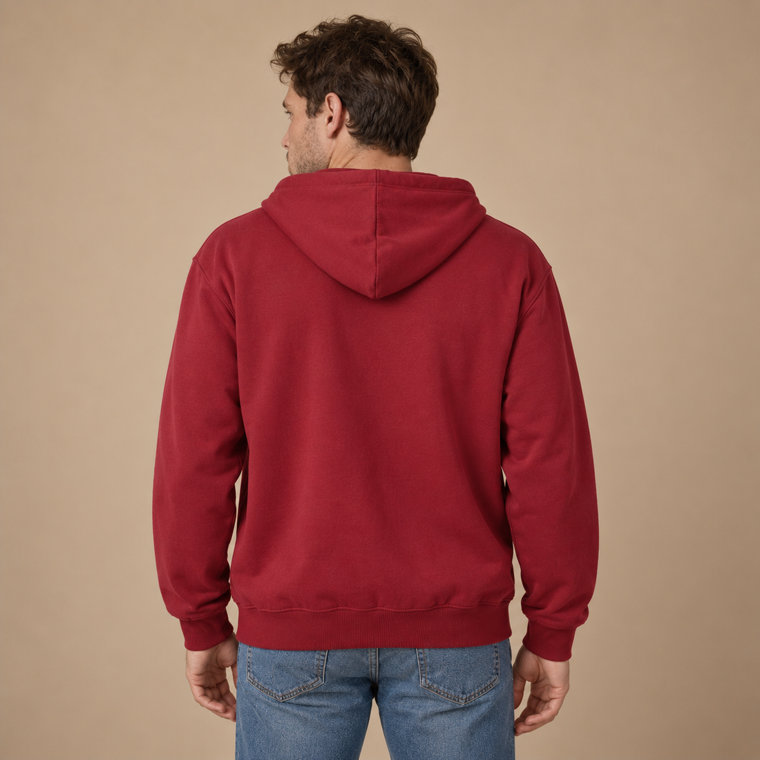 Hættetrøje til herre i slim fit med fleecefor