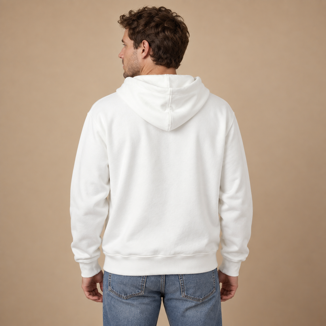 Hættetrøje til herre i slim fit med fleecefor