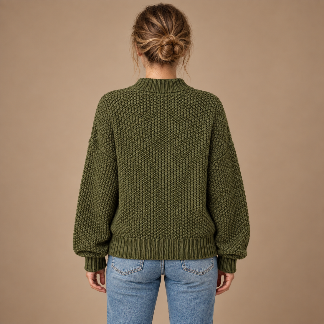 Strikket damesweater i slim fit