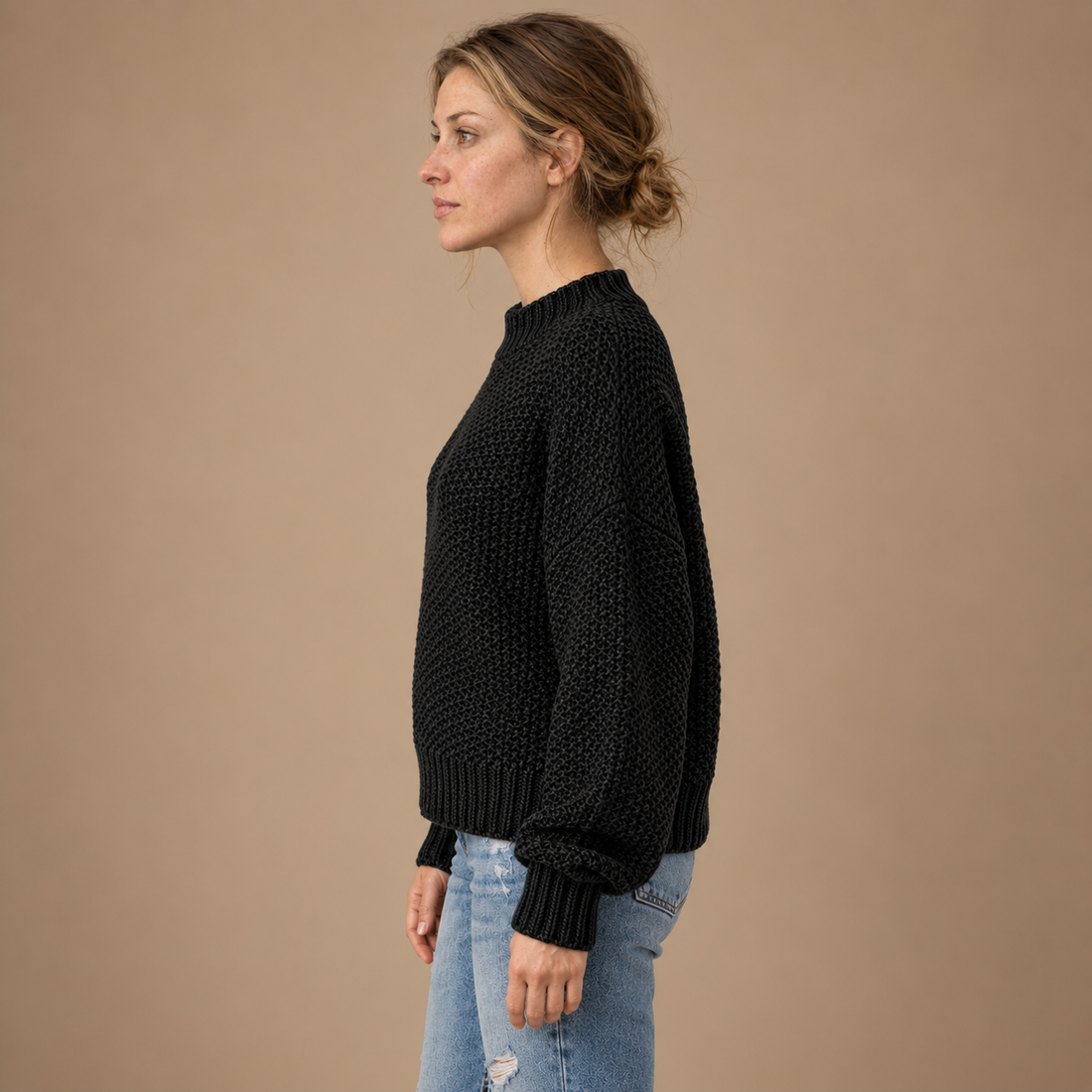 Strikket damesweater i slim fit