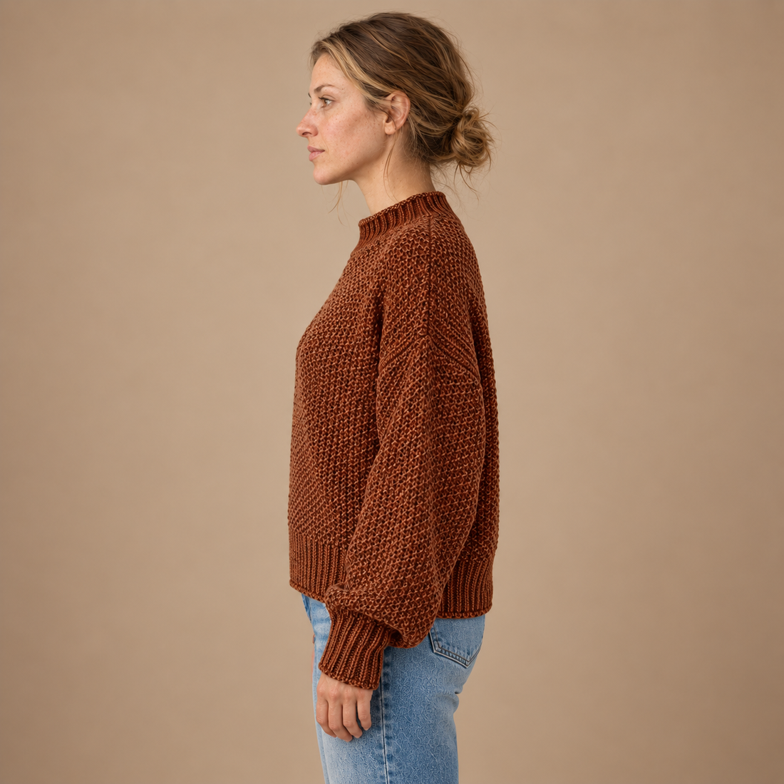 Strikket damesweater i slim fit