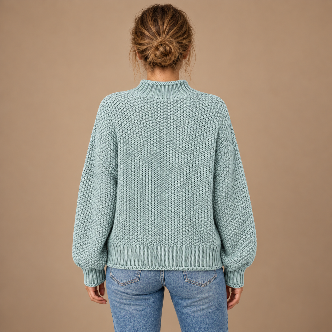 Strikket damesweater i slim fit