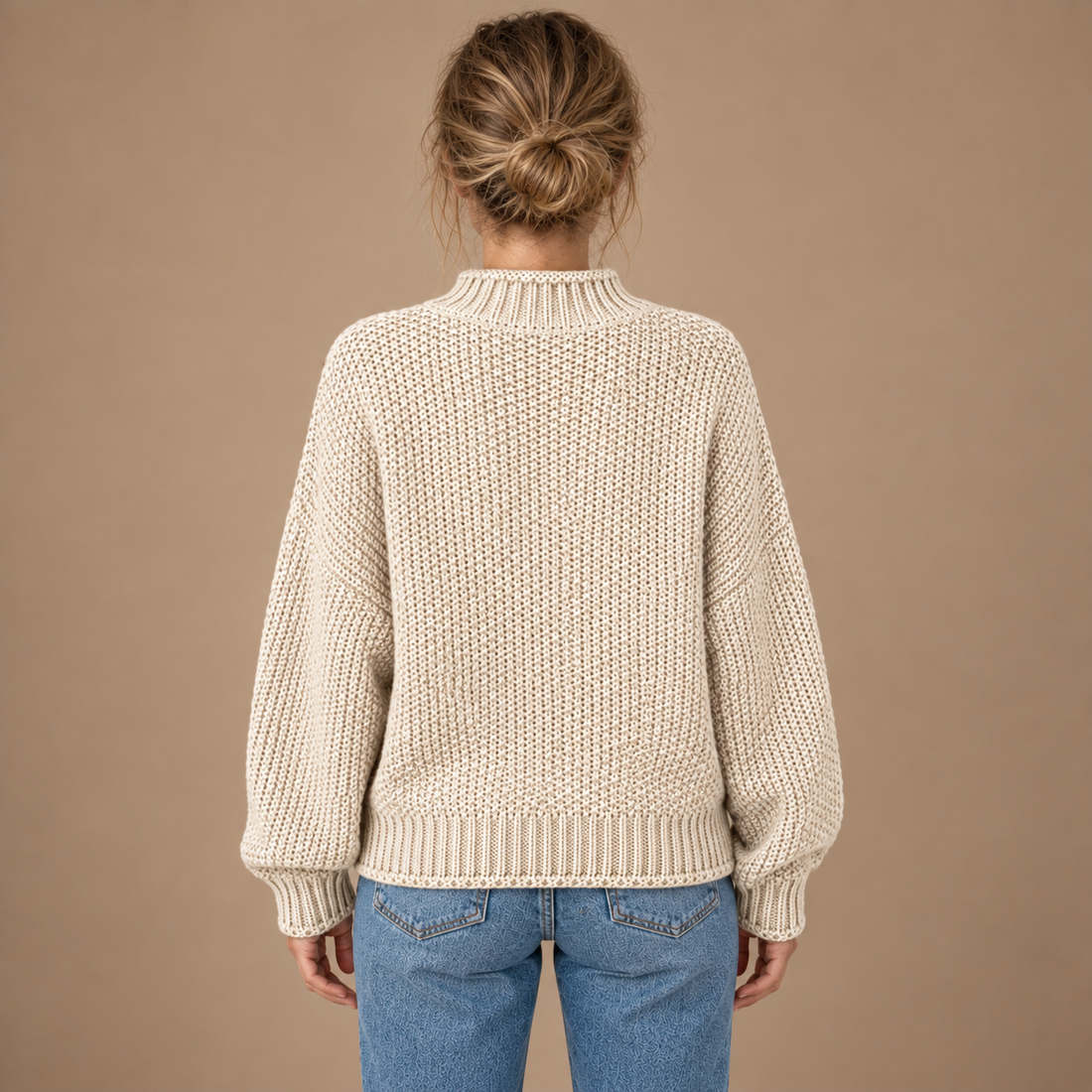 Strikket damesweater i slim fit