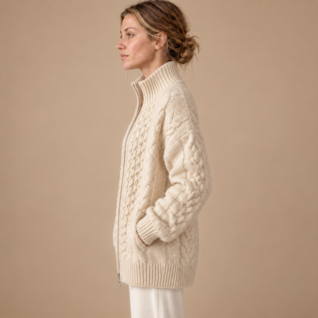 Damecardigan i cashmere med løs pasform