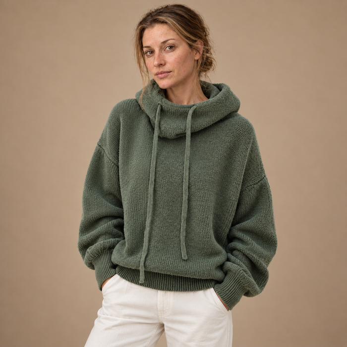 Hoodie til dame med sjalskrave