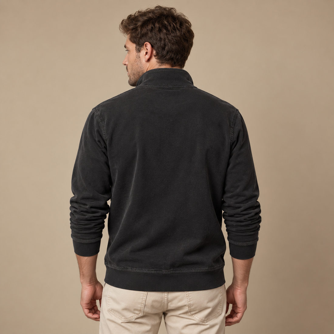 Herresweater med lynlås