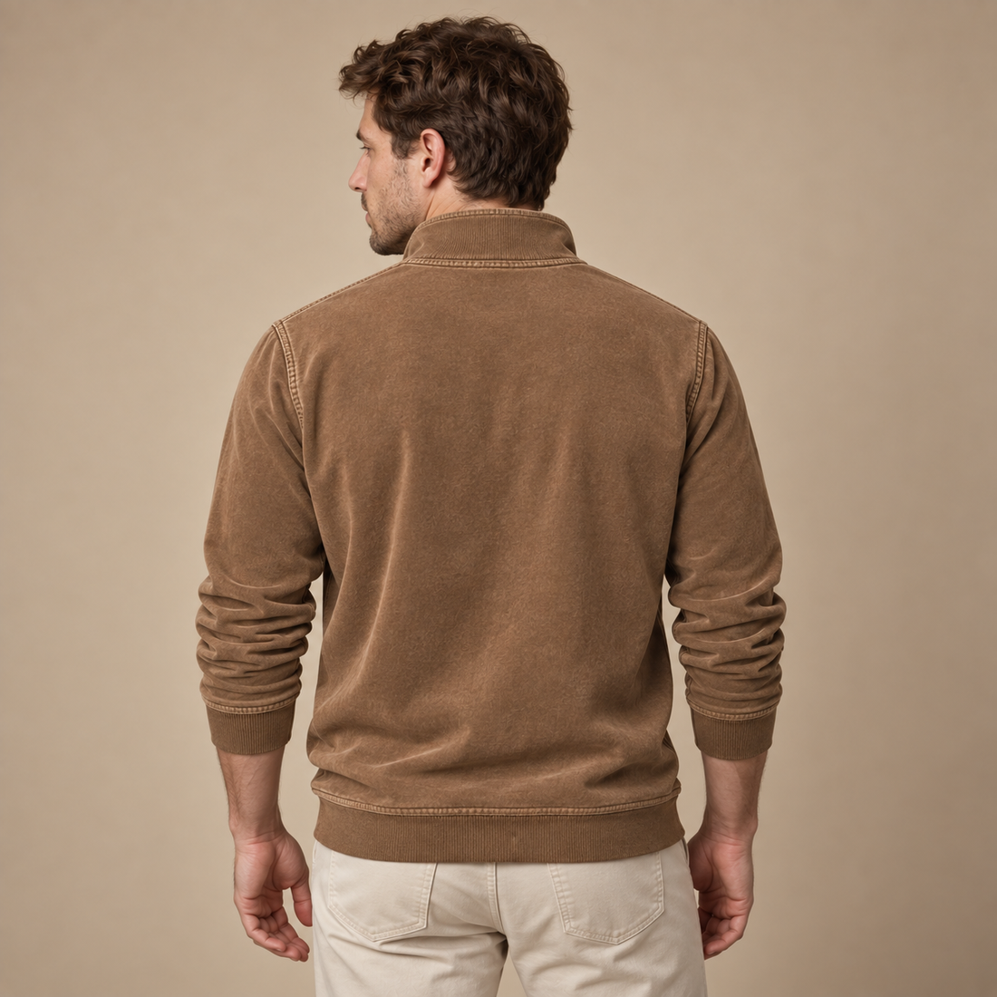 Herresweater med lynlås
